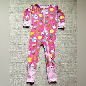 Little Sleepies Pink Milk & Cookies Bamboo Zippy Pajamas (6-12 months)